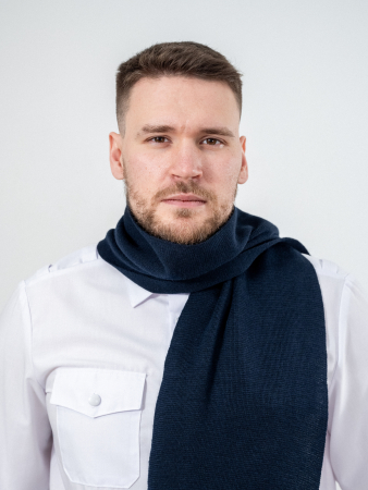 Шарф, синий, пан, шерсть - интернет магазин Полигон