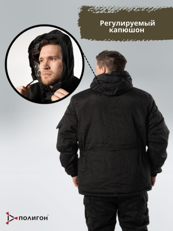 Костюм зимний Горка 6, цвет Черный, ткань рип-стоп - интернет магазин Полигон