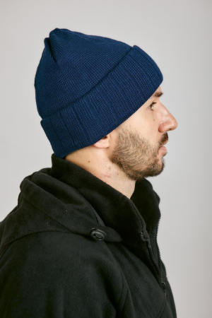 Шапка с отворотом 3-х нитка, синий - интернет магазин Полигон