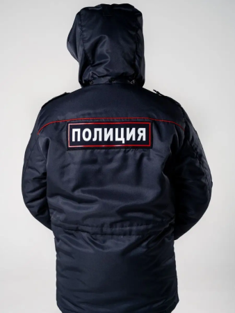 Бушлат ПОЛИЦИЯ, черный, микро/rip-stop (рипстоп), на мембране - интернет магазин Полигон
