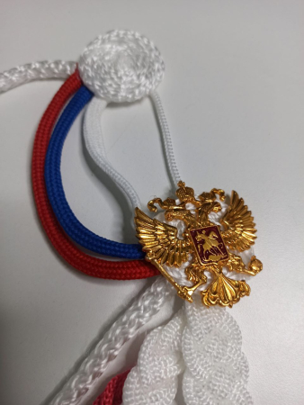 Аксельбант ДМБ цветной "кисти", белый, синий, красный - интернет магазин Полигон