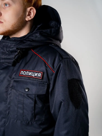 Бушлат ПОЛИЦИЯ, черный, микро/rip-stop (рипстоп), на мембране - интернет магазин Полигон