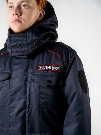 Бушлат ПОЛИЦИЯ, черный, микро/rip-stop (рипстоп), на мембране - интернет магазин Полигон