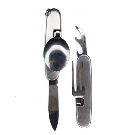 Набор туриста 4в1: нож, вилка, ложка, открывалка, серебристый - интернет магазин Полигон