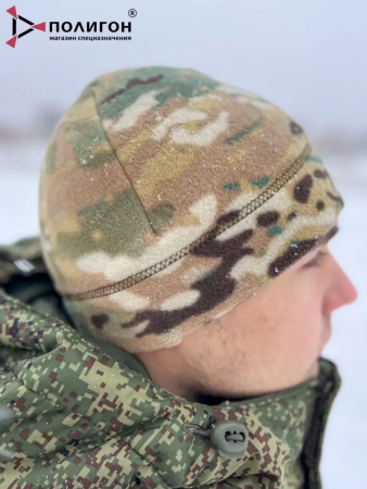 Шапка двухслойная, мох, флис - интернет магазин Полигон