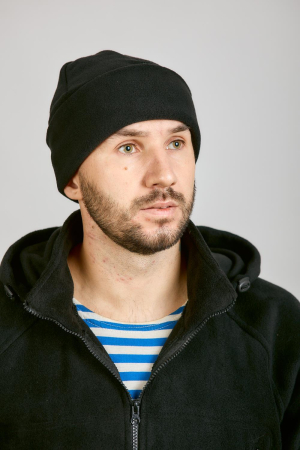 Шапка двухслойная, черный, флис - интернет магазин Полигон