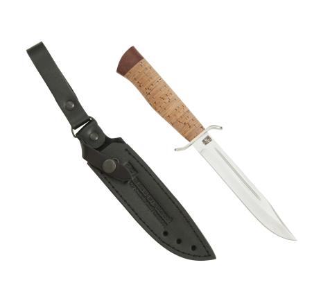 Нож Златоуст "Разведчика", черный, сталь 95х18, кожа - интернет магазин Полигон